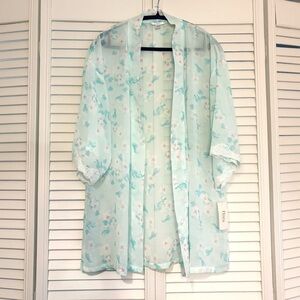 NWT Flora Nikrooz Open Front Robe Kimono Floral Blue Size Small Medium